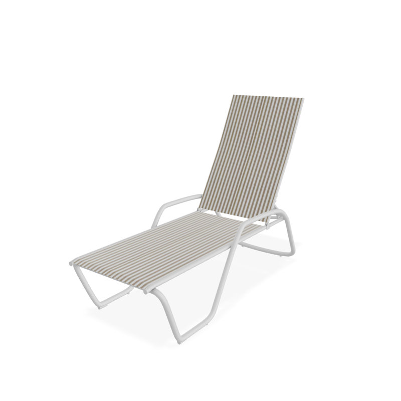 Outdoor Rust-Resistant Metal Chaise Lounge, Textured White, Tan