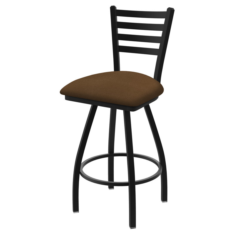 Tabouret de bar pivotant de 36" Evers, Noir froissé, Vinyle - thatch chaume, Extra Tall (36” Seat Height)