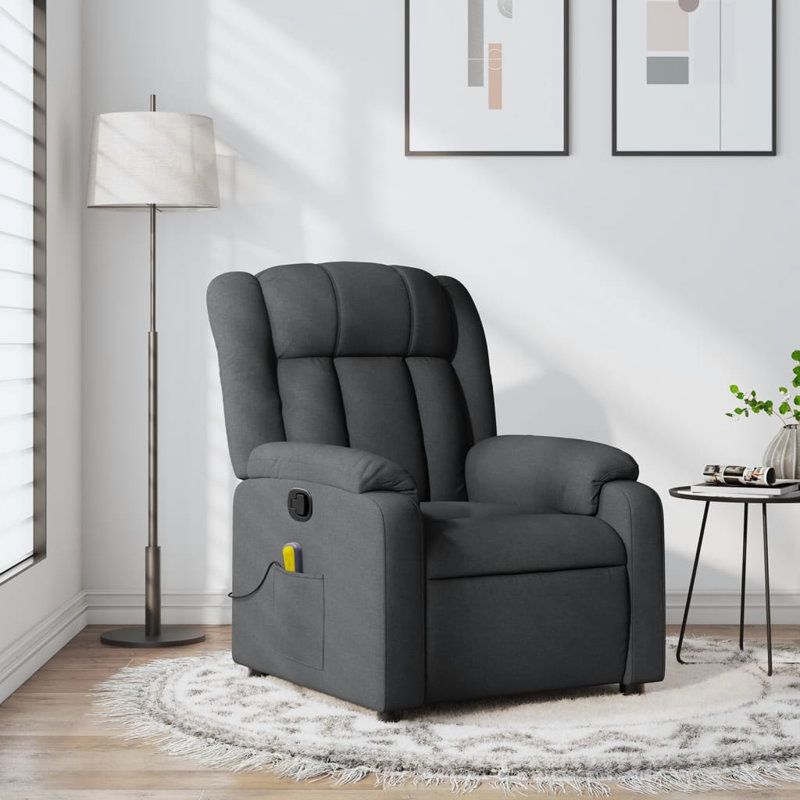 vidaXL Massage Recliner Chair, Adjustable, Fabric, Dark Gray, Manual