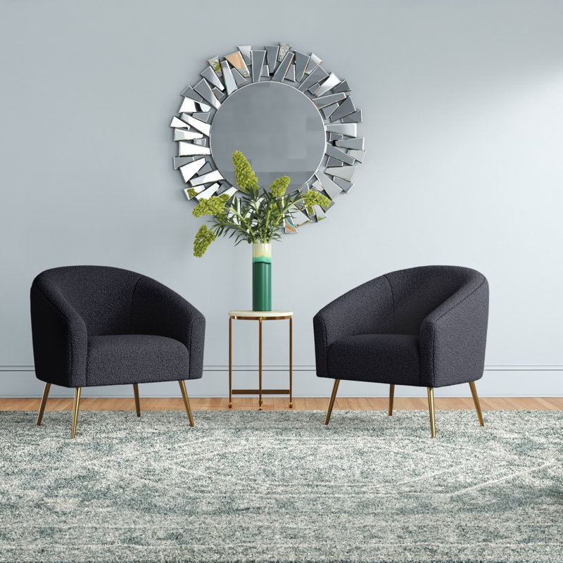 Fauteuil demi-tonneau en polyester 27,5 po Audwin, 100% polyester noir