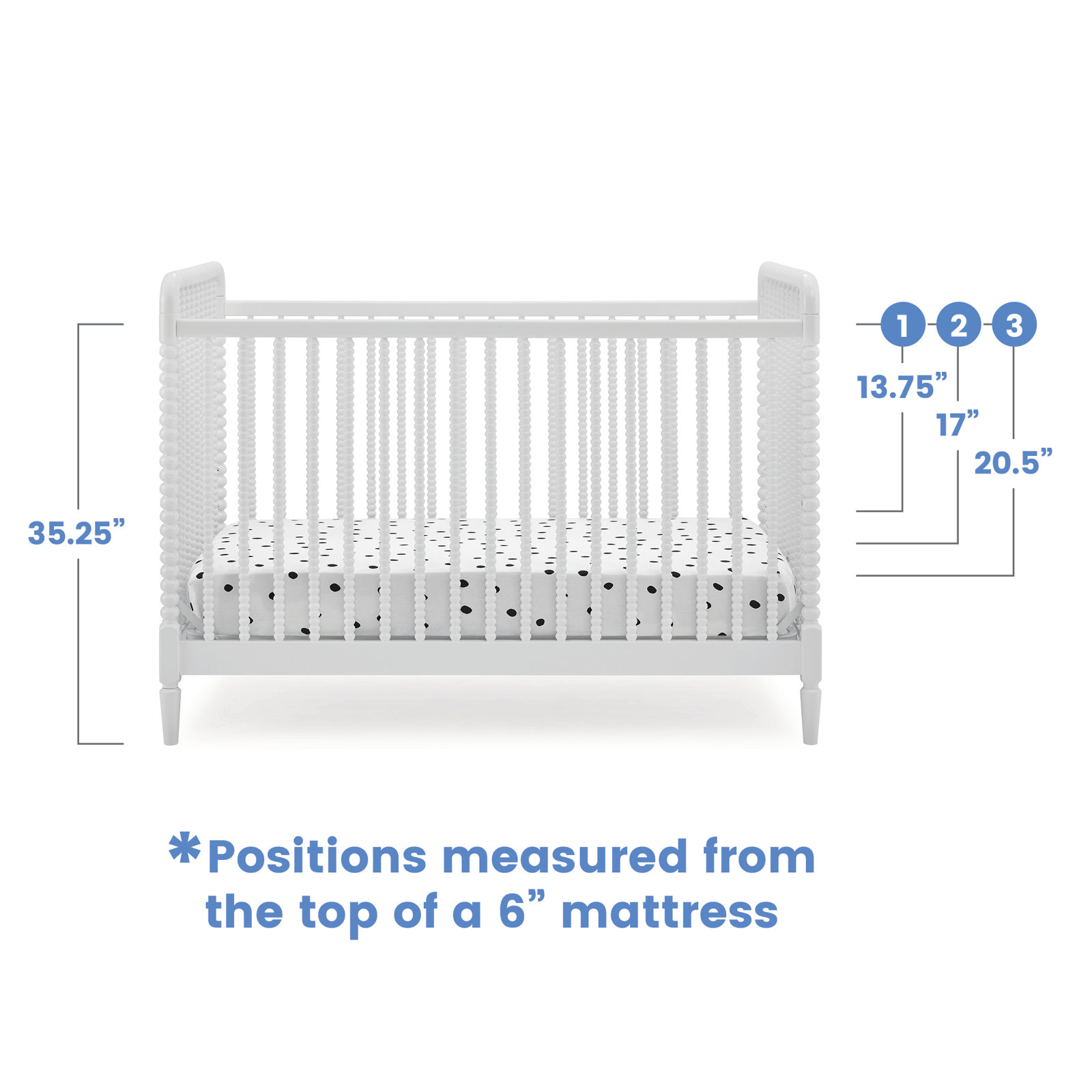 Saint 4-in-1 Convertible Crib, Bianca White, Crib