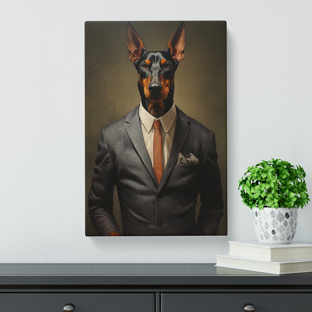Doberman in a Suit Painting