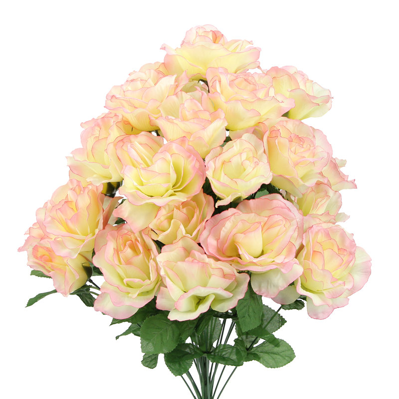 Bouquet de rose artificielles en fleurs, Rose / crème