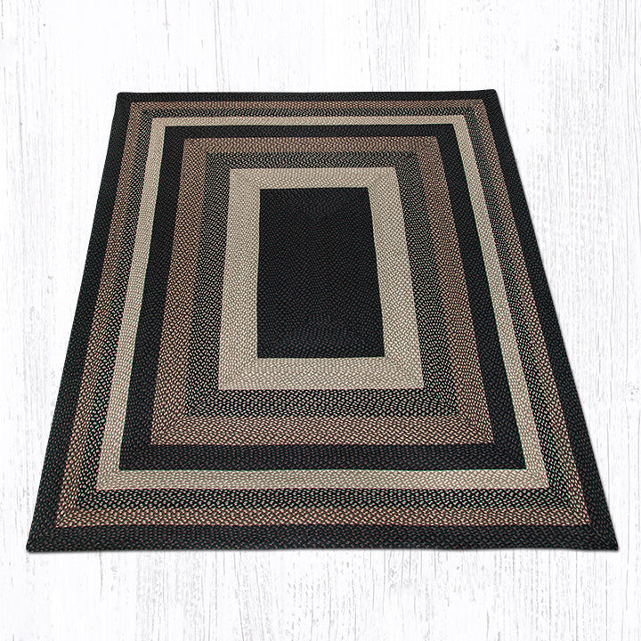  Mocha/Frappuccino Oblong Braided Rug Handwoven Jute, Rectangle 8' x 10'