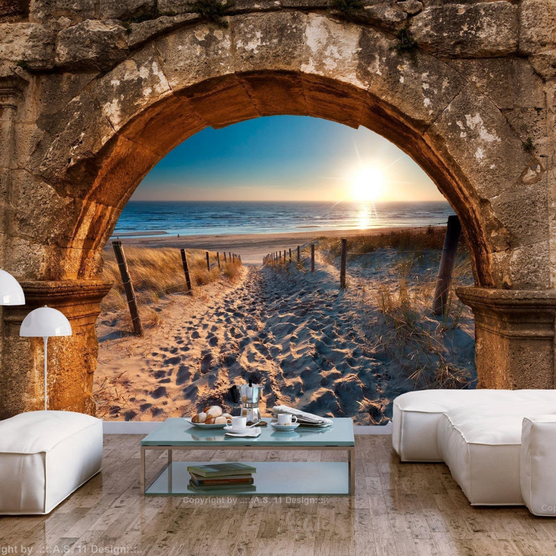 Murale arche et plage Alondrea, L 82 po x l 118 po