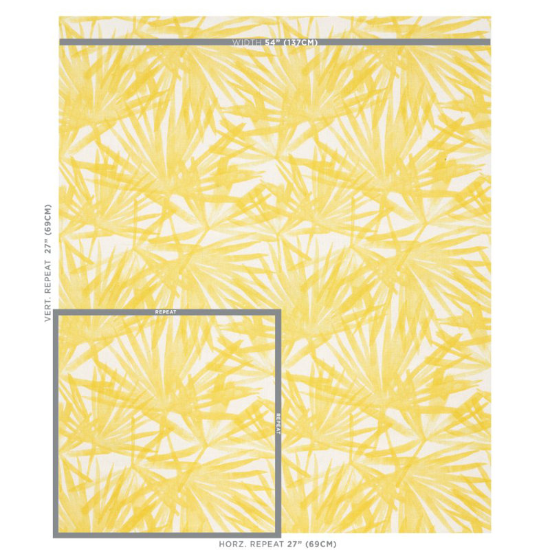 Tissu en lin Sunlit Palm, Jaune