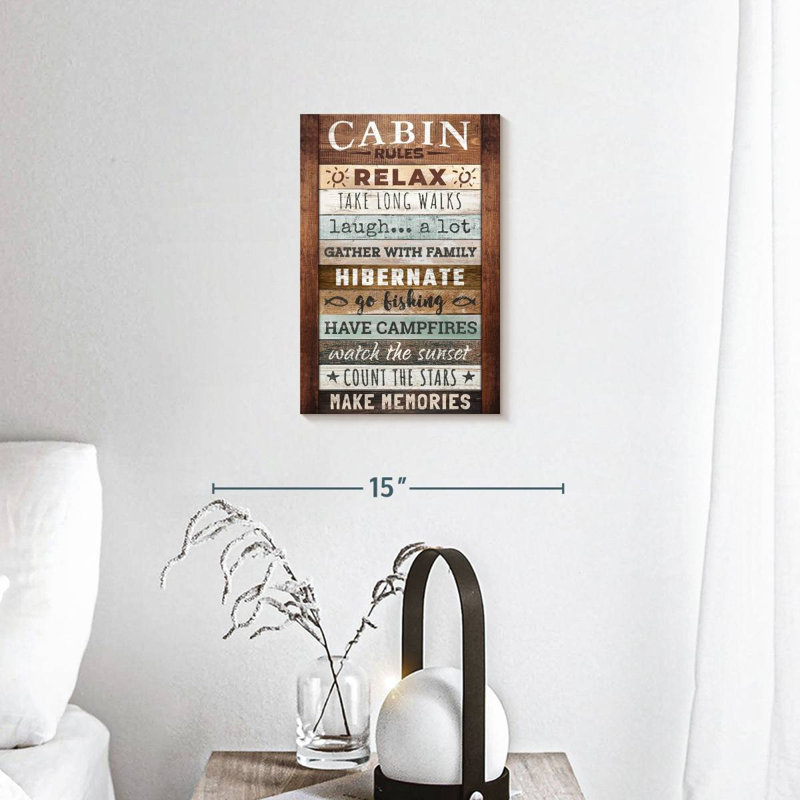 Cabin Rules I Canvas Print, 8" H x 12" W x 1" D