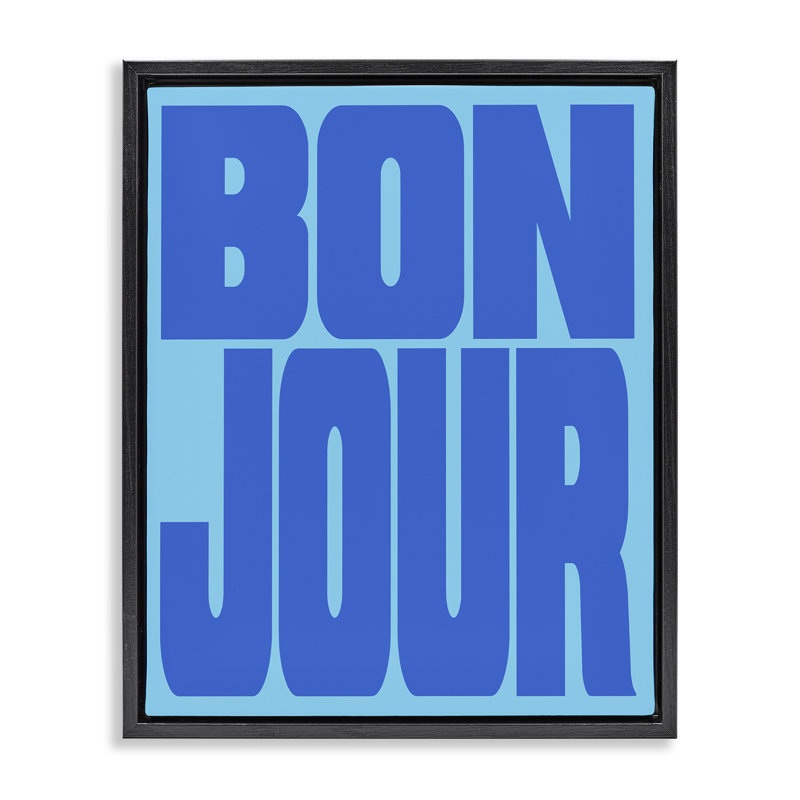 Cadre flottant Bonjour Blue Tones, design par House of Lulu, H 31 po x l 25 po, Cadre flottant noir de jais