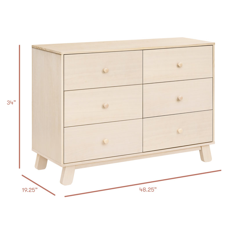 Hudson Modern 6-Drawer Assembled Double Dresser, Ivory