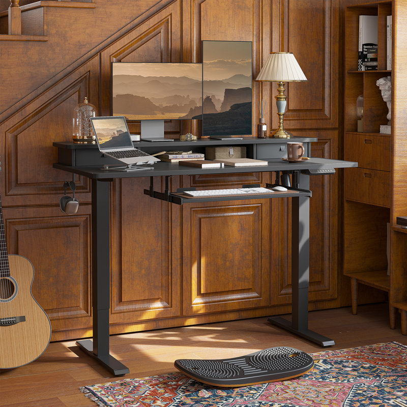 Bureau de jeu à hauteur réglable Lagasse, Noir, H 27 à 46 po x l 48 po x P 25 po