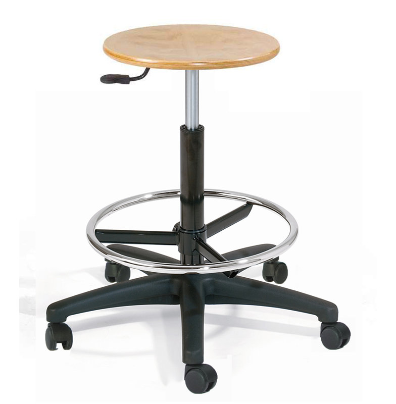 Adjustable Height Ergonomic Stool with Footrest and Removable Casters/Wheels