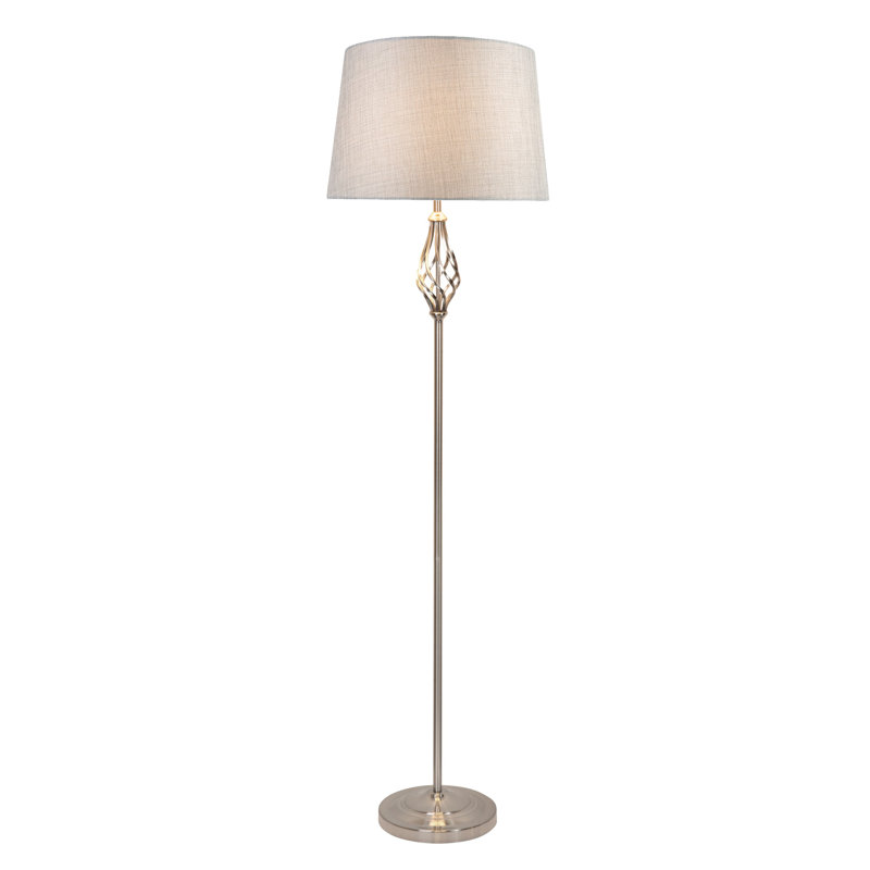 Backus 165cm Traditional Twist Floor Lamp, Grey, Silver