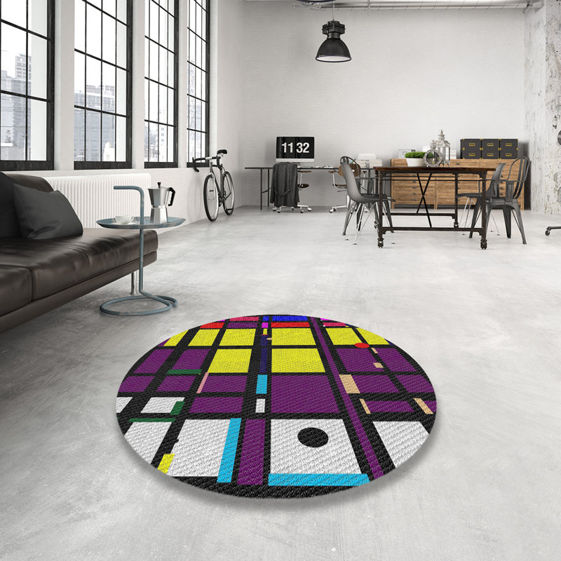 Prudhomme Geometric Indoor Rug, Round 6'