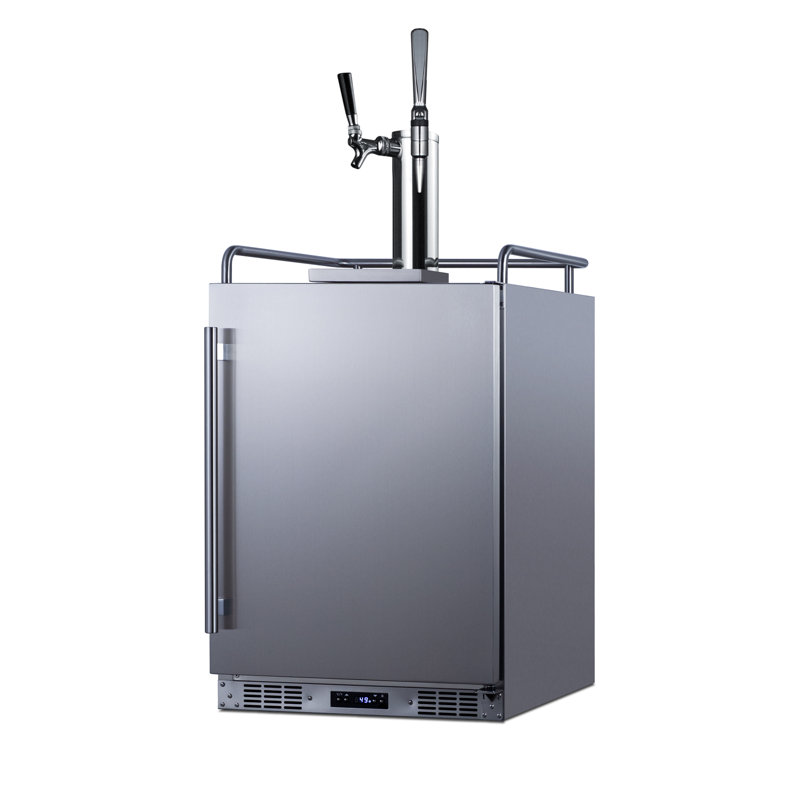 Summit Appliance 5.6 cu. ft. Stainless Steel Dual Tap Half Barrel (Full Size) and Quarter Barrel Built-In Kegerator and Freestanding Kegerator with Door Lock and Adjustable Temperature for Commercial Use