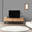 Meuble télé moderne avec pieds en métal, noir et pin, 70,9 po x 19,7 po x 15,7 po | 100% panneau de particules enduit de mélamine, épaisseur: 0,7 pouce | 3 tiroirs et de nombreuses tablettes, montage mural, design industriel élégant