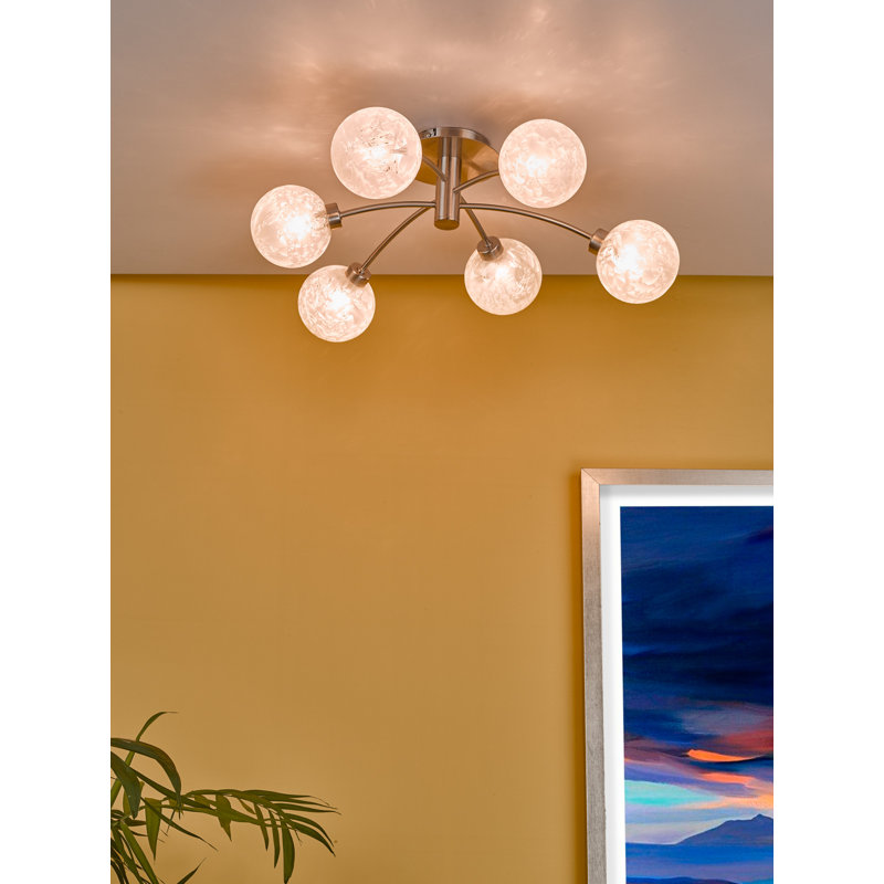 Barima Glass Semi Flush Mount, Nickel