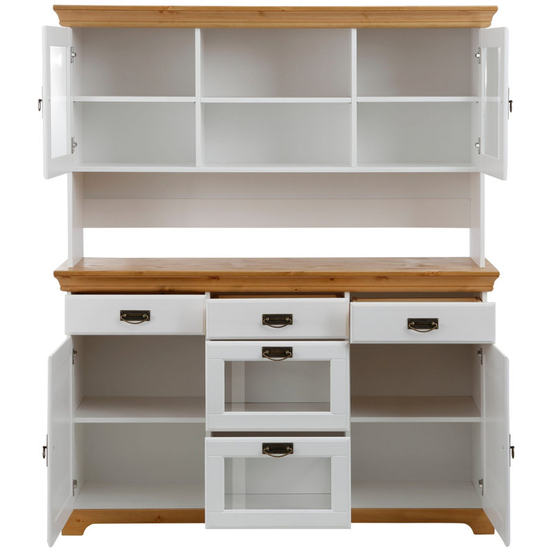 Harrietstown 145cm Solid Wood Sideboard, White/Natural