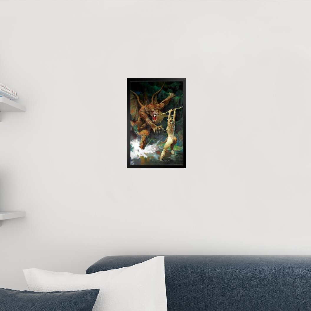 Poster Foundry Beauty And Beast By Frank Frazetta Wall Art Gothic Fantasy  Decor Frank Frazetta Artwork Scary Art Prints Horror Battle Posters  Frazetta Illustration Woman War Black Wood Framed Art Poster 14x20