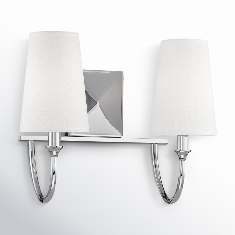 Alata 2-Light Dimmable Vanity Light with Fabric Shades, Nickel