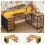 Bureau en L avec 4 tiroirs et tablettes de rangement, bureau de jeu en L avec lumières DEL et prises de courant, bureau d'ordinateur avec tablettes et tiroir, bureau de coin-788594506