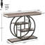 Console industrielle de 41,3 po, canapé gris à 4 niveaux avec cadre métallique circulaire unique et tablettes de rangement, table d'appoint étroite pour le salon, le couloir et le vestibule