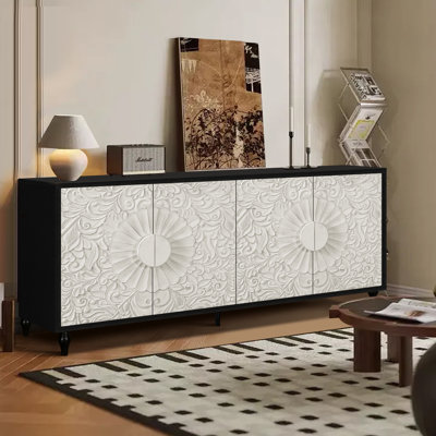 Armoire à facettes sculptées pour meuble télé