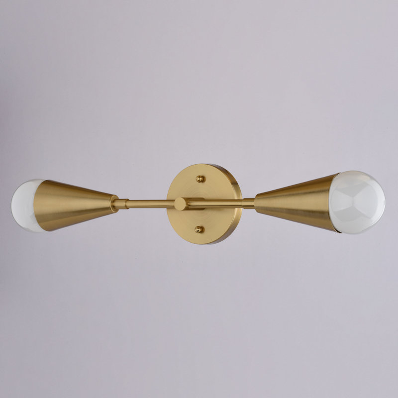 Zurich 2-Light 18 In. Wide Modern Contemporary Wall Sconce With Metal Cone Shade, Dimmable, LED Compatible, Bathroom Vanity Lighting Fixture, Vertical Or Horizontal Mount Bath Bar