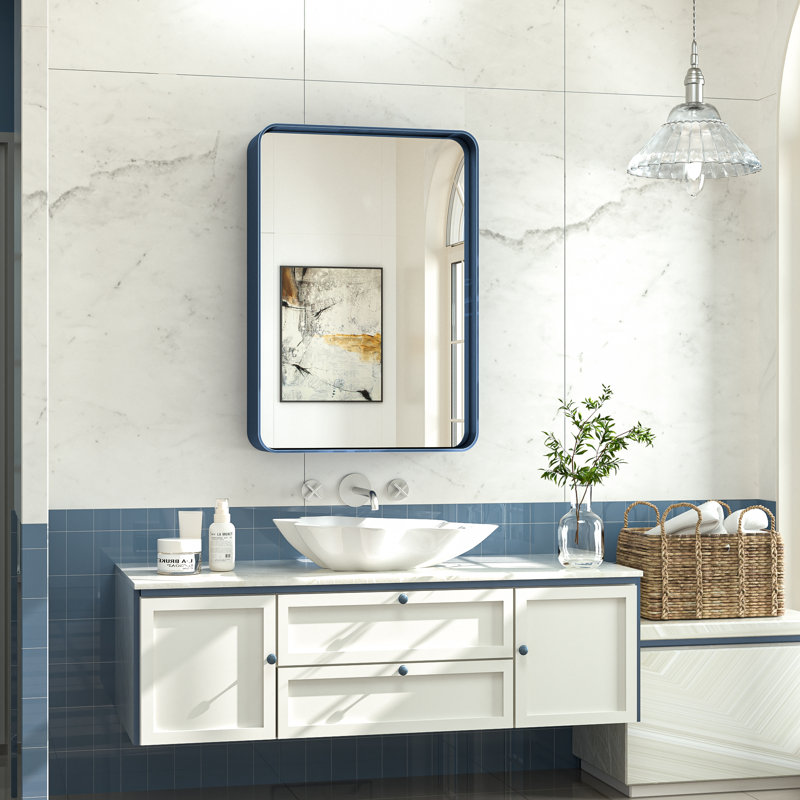 Miroir d'appoint Tyro, 24 po x 16 po, Bleu, Rectangulaire