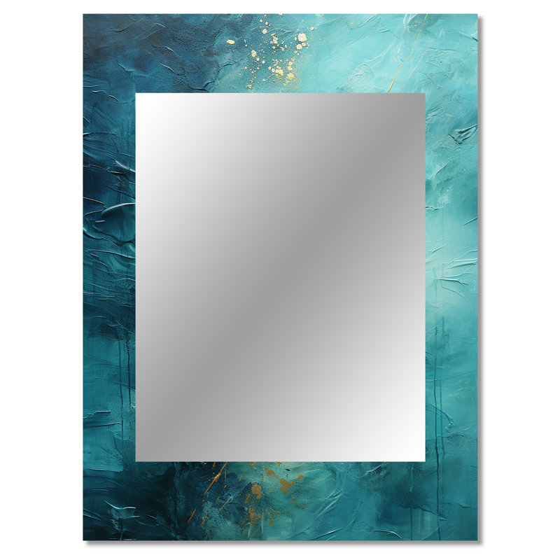 Turquoise Tranquility I - Landscapes Wall Mirror, Modern Decorative Mirror, Printed Metal Art, 40" x 30"