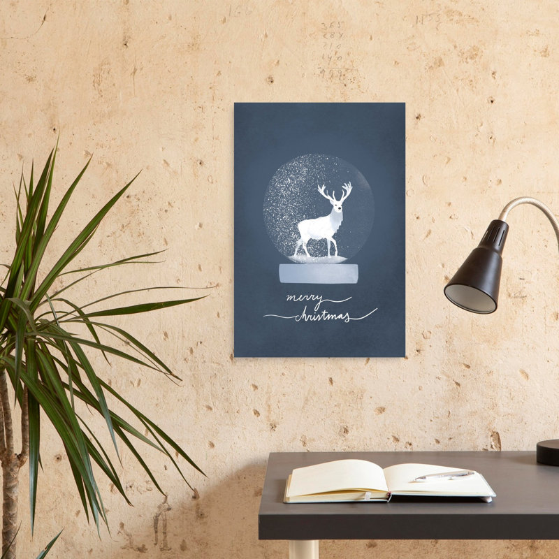 Snowglobe Deer Elegant Serene Tranquil Deer Winter Landscape Wall Art Print 1 Piece Wrapped Canvas Wall Art