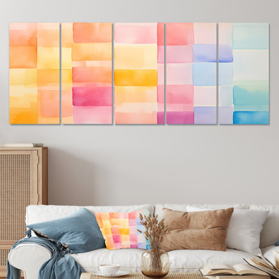 Paster Color Cubes Patterns I - Abstract Geometric 5 pièce, art mural pour le salon