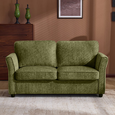  67.3" W Compact Chenille Loveseat With Floral Arms For Small Spaces