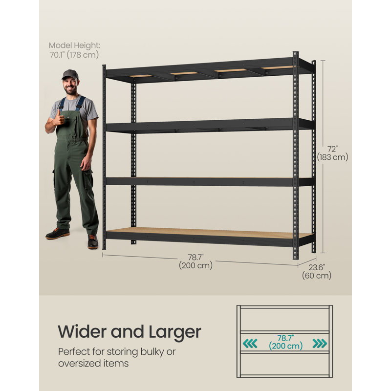 Steel Storage Rack, 183 cm H x 200 cm W x 60 cm D