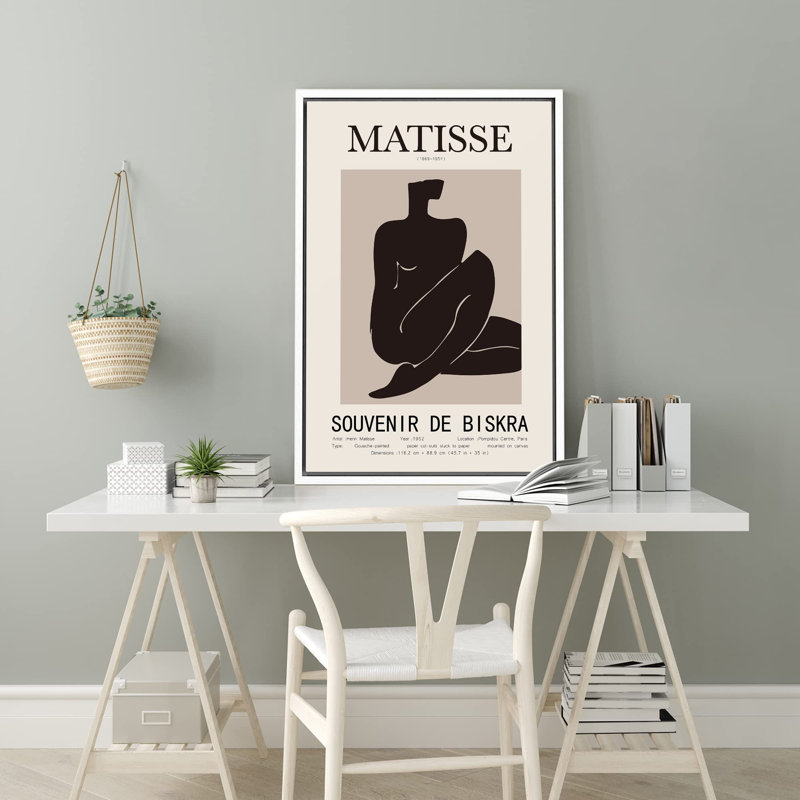 Oeuvre classique "Henri Matisse noir et brun clair, formes de personnes nues" sur, Blanc, H 36 po x l 24 po