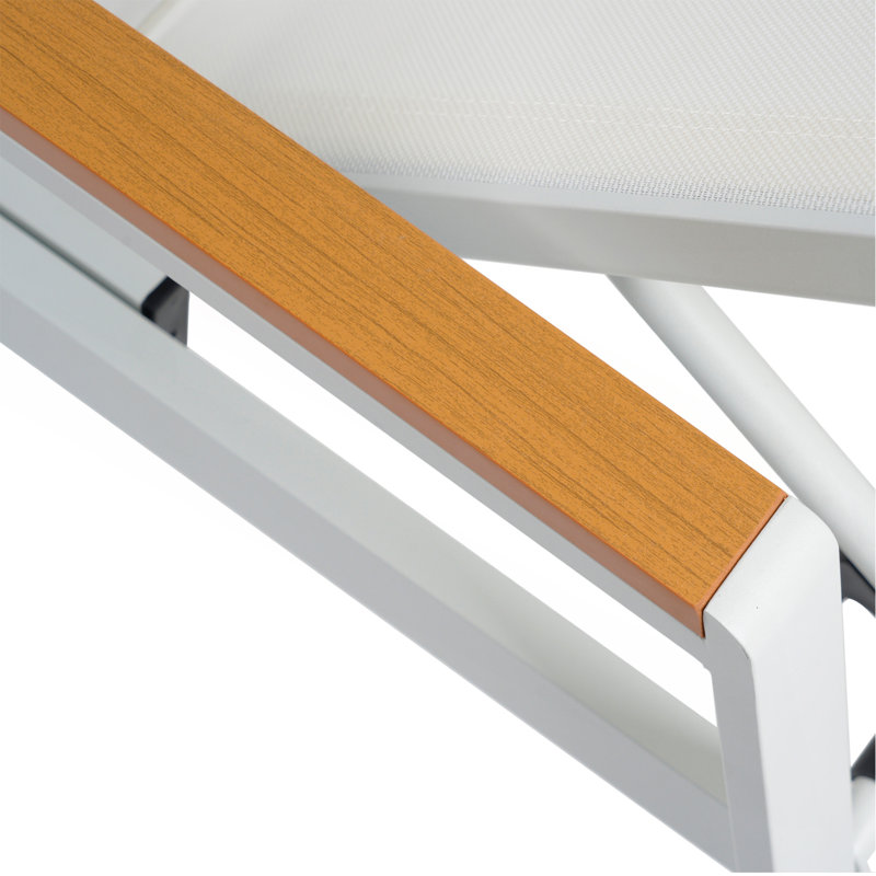 Patio Chaise Lounge, White/Brown
