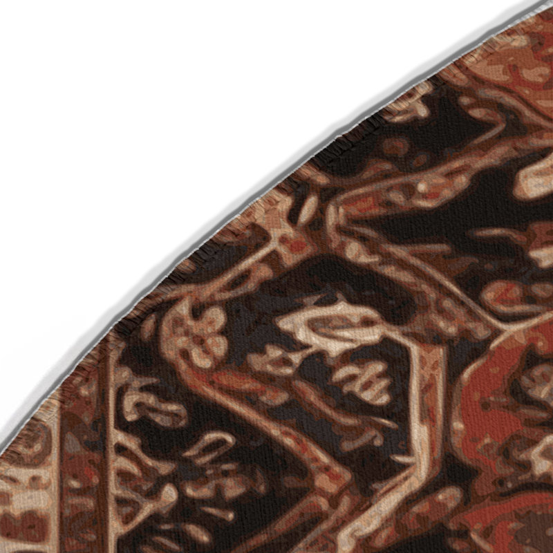 Tapis turc intérieur et extérieur brun, Rond 5 pi
