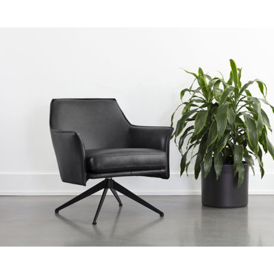 Chaise longue pivotante en cuir de vache de 28,5 po de largeur
