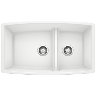 Performa SILGRANIT 33" 60/40 Double Bowl Undermount Kitchen Sink with Low Divide