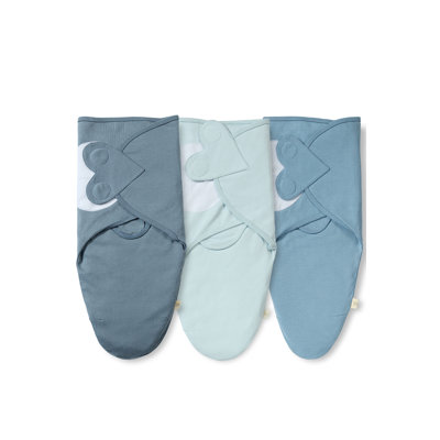 SwaddleMe Original Swaddle for Baby Boy and Girl, 100% Cotton, Easy Adjustable, 0-3 Months, 1.0 TOG, 3-Pack - Blue (Set of 3)