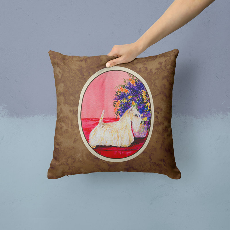 Coussin décoratif intérieur/extérieur brun écossais terrier