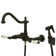 Heritage Double Handle Wall Mount Bridge Kitchen Faucet with Porcelain Lever Handles and Side Spray