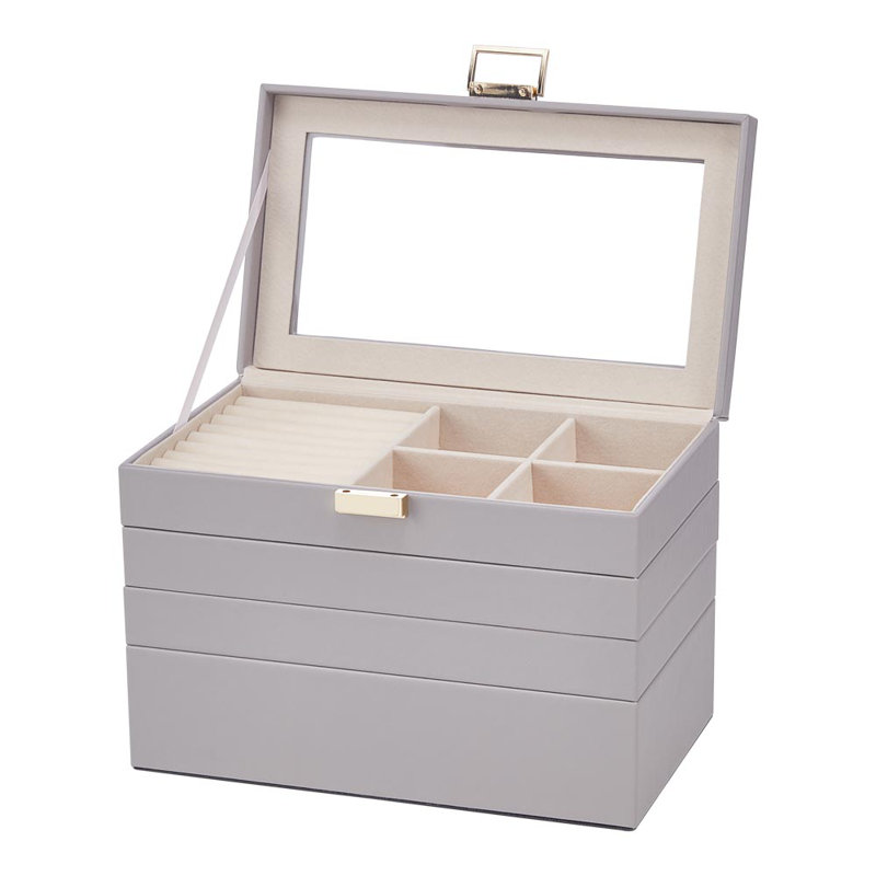 PU Leather Jewellery Box +, Grey