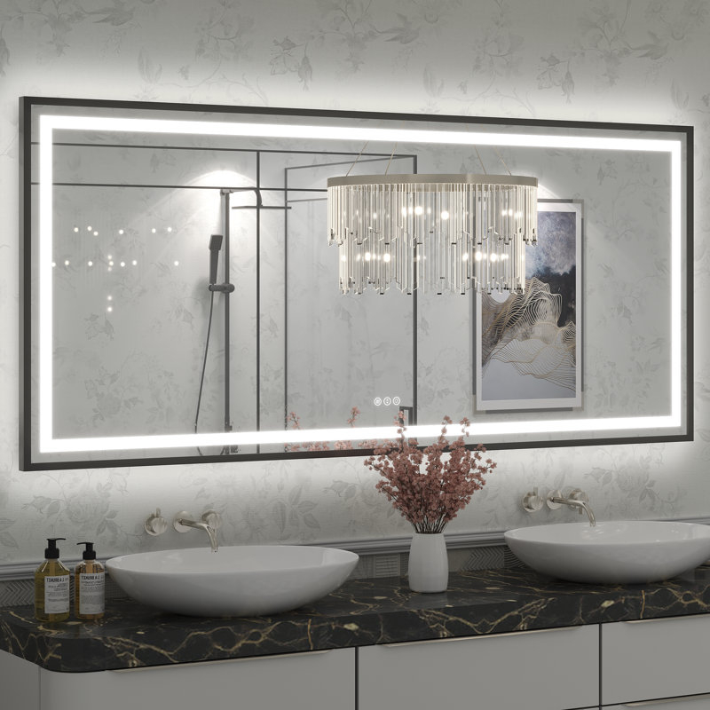 Miroir de salle de bain Molly Framelss, 72 po x 32 po, Noir