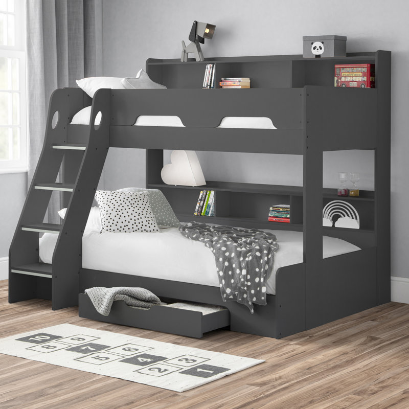 Vedika Bunk Bed with Shelves, Anthracite