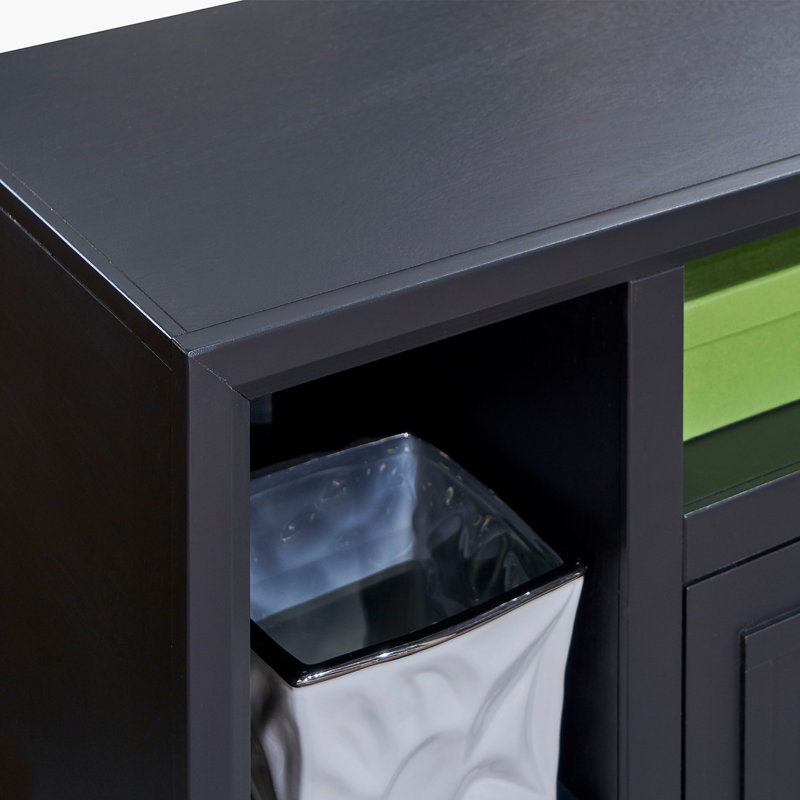 Sunset 83 Inch Black Wood TV Stand with Cabinets