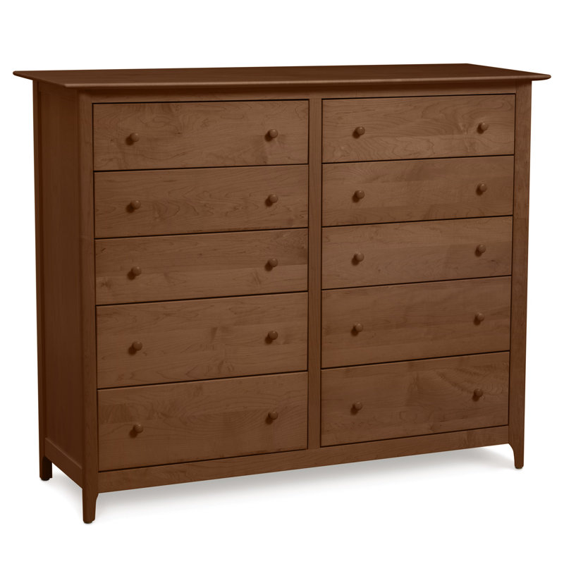 Sarah 10 - Drawer Solid Wood Dresser, Saddle Cherry
