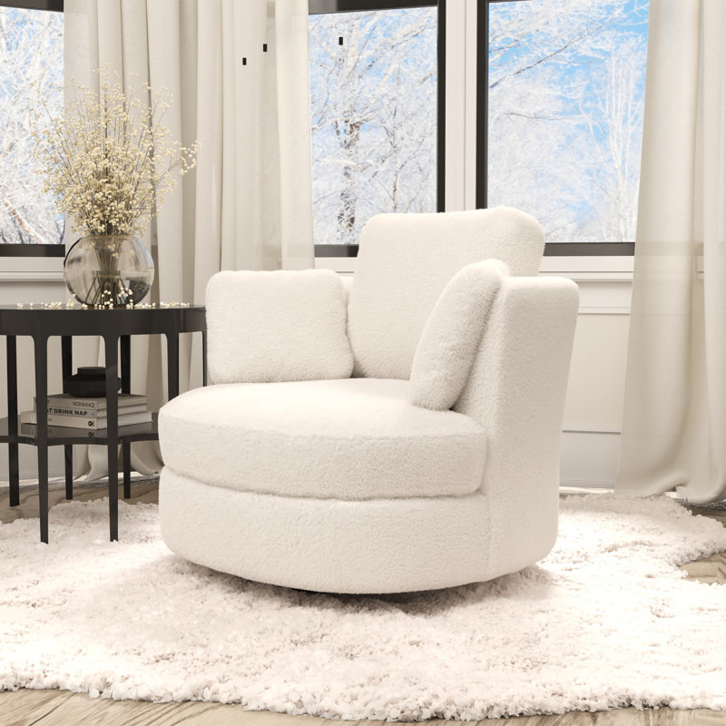Fauteuil pivotant rembourré 40,35 po, Ivoire ivoire