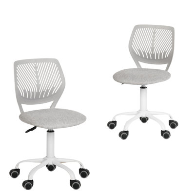 Ensemble de 2 chaises de bureau à hauteur ajustable avec roulettes, chaise de bureau pivotante avec coussin en filet