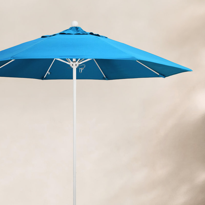 Parasol de marché 9 pi Maria, Blanc, Toile toile Sunbrella® cyan