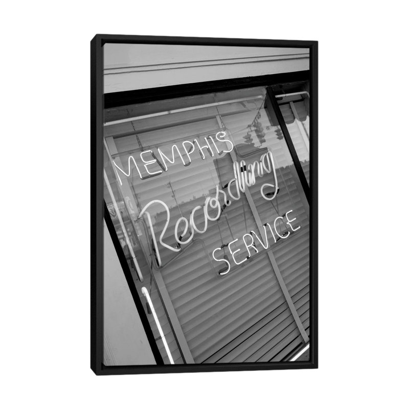 « néon window signing service memphis recording service », art textuel sur toile, H 26 po x l 18 po x P 1,5 po, Pas de tapis